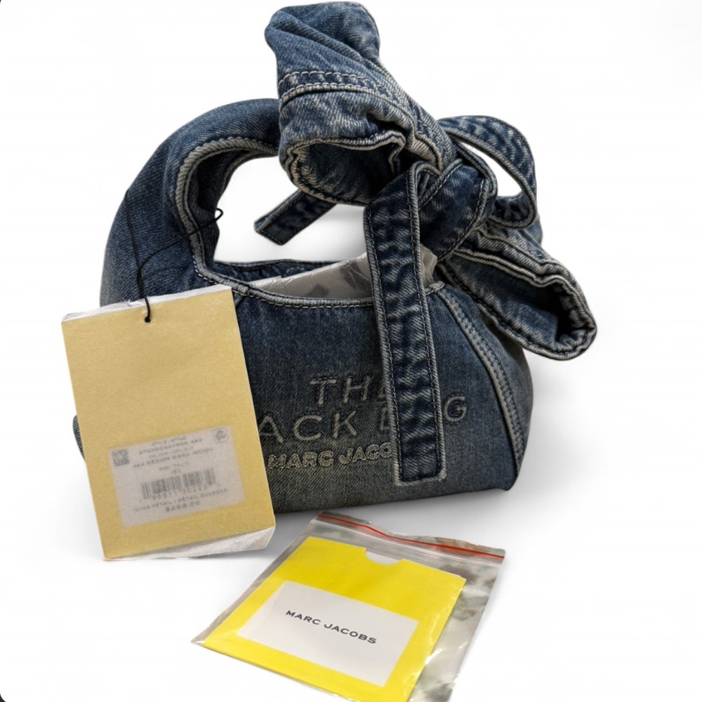 Marc Jacobs Denim Mini Sack Bag with Knotted Handle - Picture 12 of 12